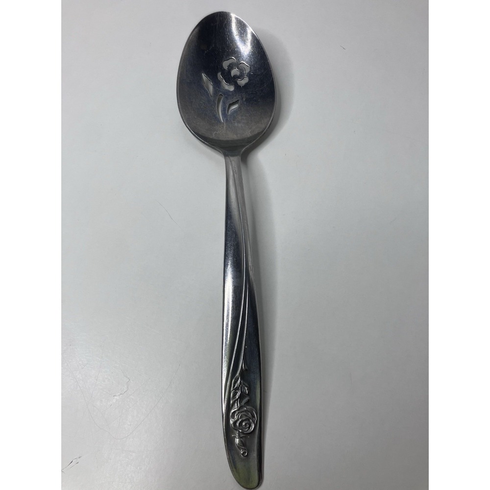 Oneida Community Flatware Pierced Serving Tablespoon Rose Shadow